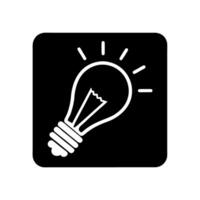 Light bulb icon inside a square frame, representing ideas, electricity, and digital solutions, perfect for creative and tech related designs tech icon vector