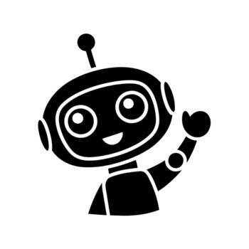 smiling robot character waving, greeting with happy gesture in a playful style, perfect for AI, technology, or chatbot themes tech icon vector