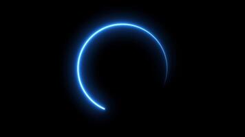 Laser circle frame blue color glowing neon loop motion animation, isolated on black Color Background video