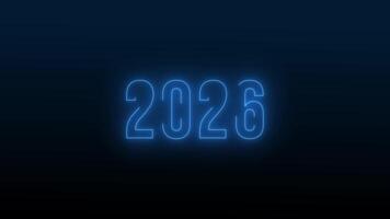 2026 Text blue neon light sign flicker motion graphic animation on gradient background video