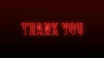 Thank You Text red neon light sign flicker motion graphic animation on gradient background video