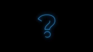 Question mark Text red neon light sign flicker motion graphic animation on black background video