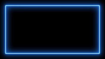 Flickering Light laser glowing neon frame blue color, isolated on black color background video