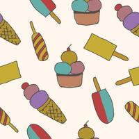 Colorful HandDrawn Ice Cream Pattern Design vector