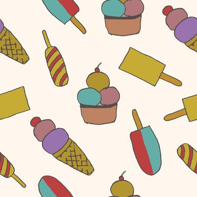 Colorful HandDrawn Ice Cream Pattern Design