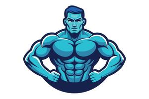 Strong weightlifter icon with muscular physique and barbell, conveying power, fitness, and determination in a unique and modern graphic style vector