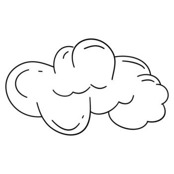 Hand drawn cloud Cloudscape drawing. Simple outline scribble draw. Line drawing cloud vector