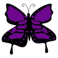 Colorful summer Purple butterflies. Trendy modern illustration isolated on transparent background, vector