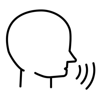 Speaking person head emoji icon. media flat icon for apps and websites
