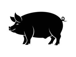 A black silhouette of a pig on a white background vector