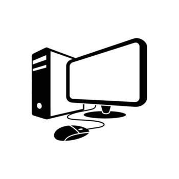 Computer monitor and mouse icon illustration vector