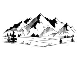 Mountain landscape with trees and mountains illustration vector