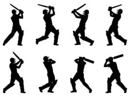 Silhouettes of cricket players vector