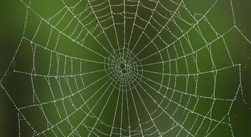 Spider web with dew on it photo