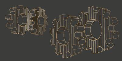 Gears on a Black background .Rotating mechanism of round parts . vector
