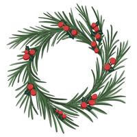 Christmas wreath with pine and berries vector