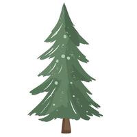 Stylized christmas tree. Green fir in soft hand drawn style. Winter element for cozy projects vector