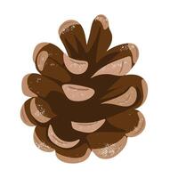 Single pinecone illustration. Hand drawn winter decor for festive design, print, sticker and more vector