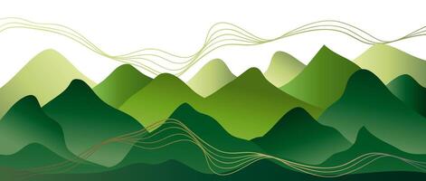 Mountain landscape background. creative minimalist modern art print mountains, hills and forrest. use for print art, poster, cover, banner vector