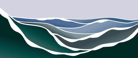 Ocean wave illustration. Creative minimalist modern art. Abstract contemporary aesthetic backgrounds landscapes. with Ocean wave and sea. use for print art, poster, cover, banner vector