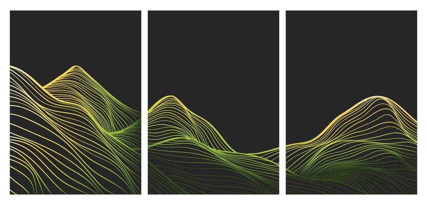 Mountain line arts illustration on set Hand drawn style. Abstract mountain contemporary aesthetic backgrounds landscapes. use for print art, poster, cover, banner, template