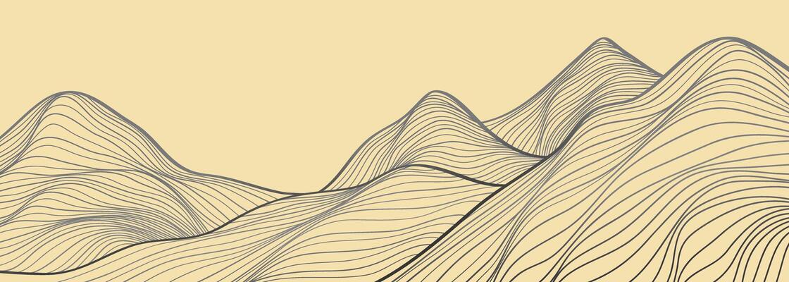 Mountain line arts illustration. Hand drawn style. Abstract mountain contemporary aesthetic backgrounds landscapes, use for print art, poster, cover, banner, template