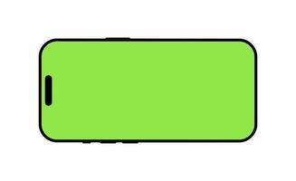 Smartphone frame. Blank smart phone green screen backdrop. Gadget flat symbol. Device front horizontal view. Sign for website design, ui, mobile app. Mobile phone black icon. vector