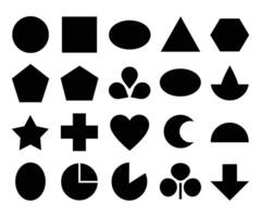 A set of shapes and symbols that are black and white vector