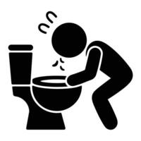 A black and white image of a man in the toilet vector