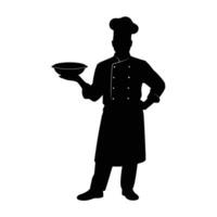 Silhouette of a chef holding a bowl vector
