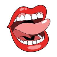 A cartoon mouth with open tongue vector