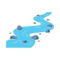 River flowing through rocks illustration vector