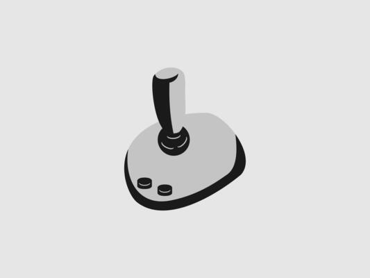 stylized illustration of a classic game joystick