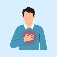 Illustration of a man holding his chest in pain vector