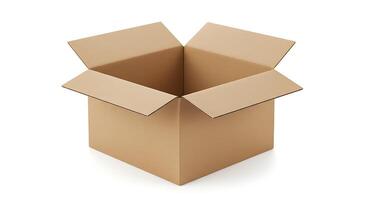 An open cardboard box on a white background photo