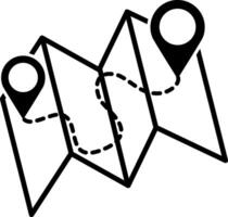 Tourizm map with pointer clip art isolated. Sketch adventure. Hand drawn vector