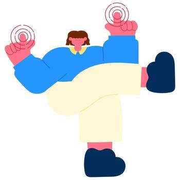 Woman using a fingerprint scanner, biometric security and authentication concept flat illustration vector