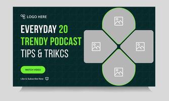 Best podcast thumbnail banner design, podcast sound tips and trick cover banner design, fully customizable eps 10 file format vector