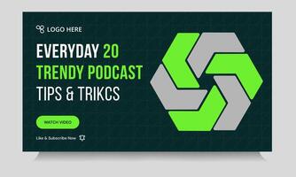 Customizable podcast thumbnail banner design, podcast sound tips and trick cover banner design, fully customizable eps 10 file format vector