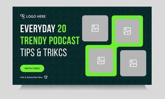 Daily podcast thumbnail banner design, podcast sound tips and trick cover banner design, fully customizable eps 10 file format vector