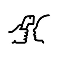 Person getting temperature checked with an infrared thermometer icon vector