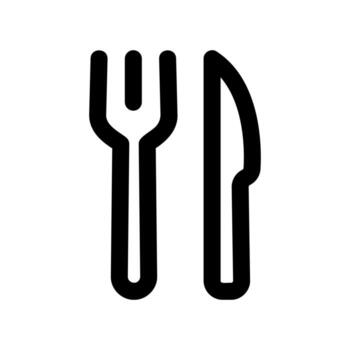 sencillo contorno de un tenedor y cuchillo utensilio conjunto para comida vector