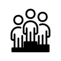 Three triumphant figures standing on a winners podium vector