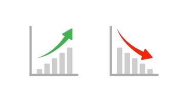 Growth and decline bar chart icon in flat style. Upward and downward arrow graph symbol vector