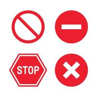 Prohibition and restriction icon set. No entry, cancel, stop and block symbol vector