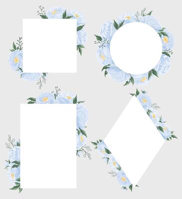 Wedding elegant blue flowers frame different shapes Floral design