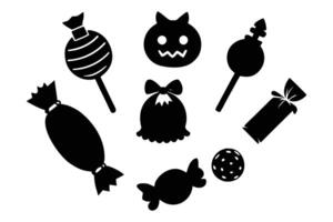 Spooky Halloween Candy Silhouettes A Collection of Cute and Creepy Sweets for Autumn Celebrations - Professional digital artwork with vibrant colors and detailed composition vector
