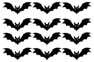 Spooky Halloween Pattern of Silhouettes of Flying Bats on White Background, Perfect for Decorations - Professional digital artwork with vibrant colors and detailed composition vector