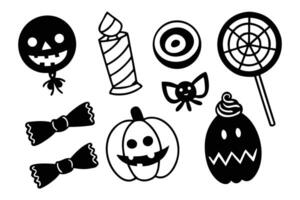 Spooky Cute Halloween Candy Clipart Black and White Icons for Festive Designs and Decorations - Professional digital artwork with vibrant colors and detailed composition vector