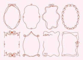 Set of simple and whimsical hand drawn border and frames illustrations for Valentine's Day, weddind,invitation, card, banner, poster vector